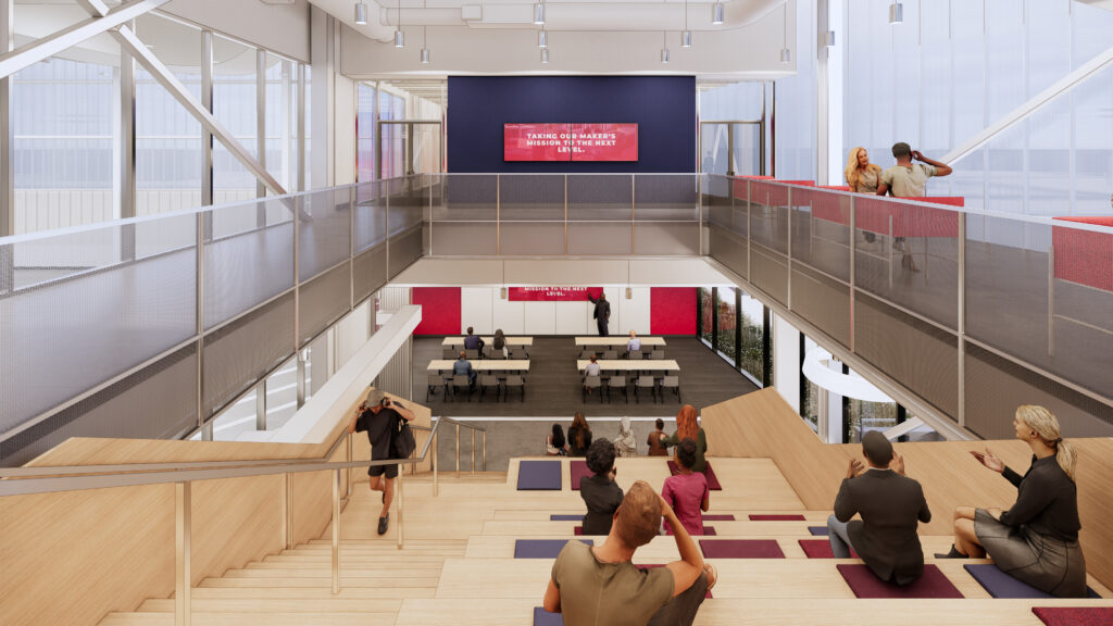 top of tiered seating